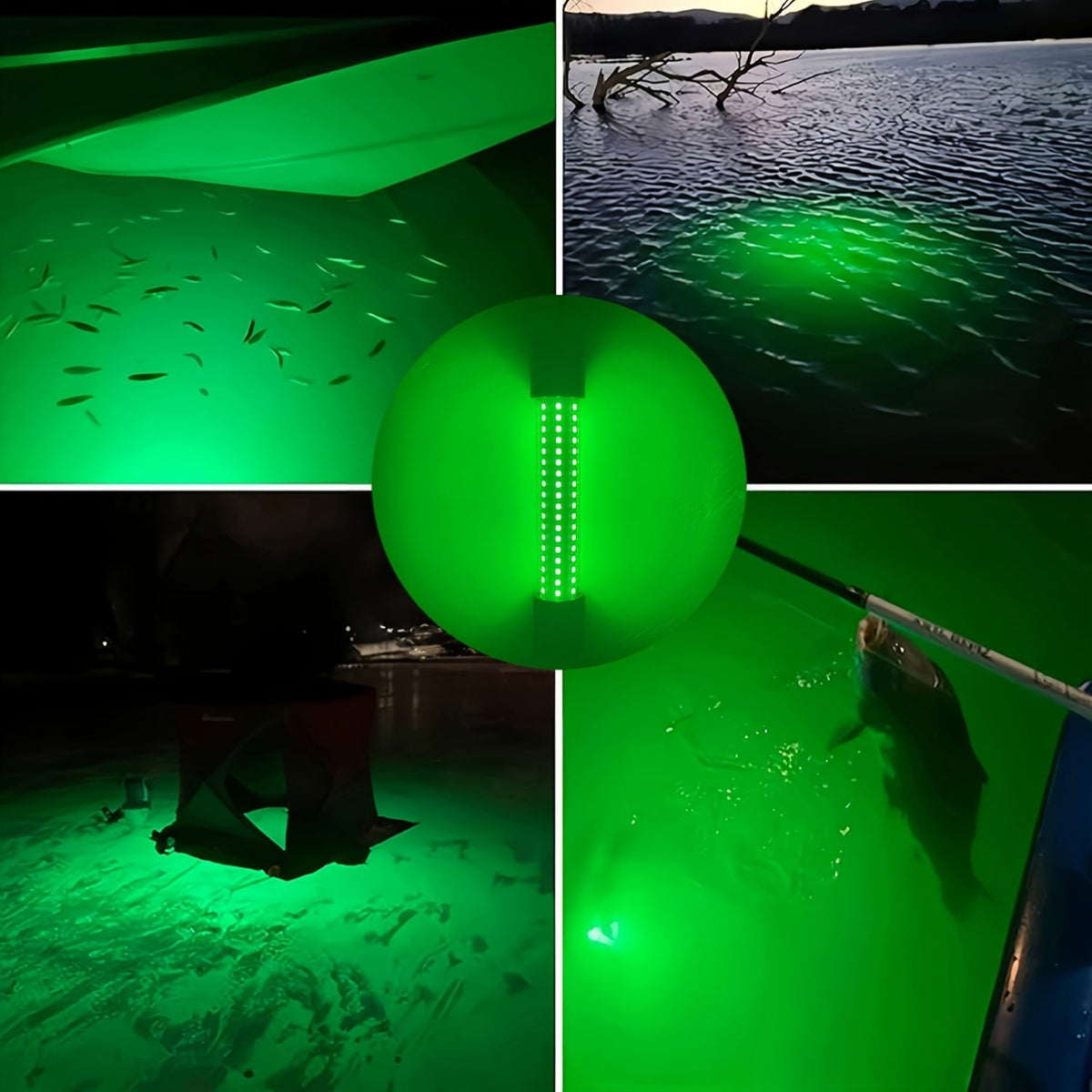 Lampe de pêche sous-marine USB à 126 LED avec cordon de 5 m – Attracteur de poissons de nuit pour bateau, quai et pêche sur glace, options d'éclairage vert et blanc, lampe détecteur de poissons alimentée par USB