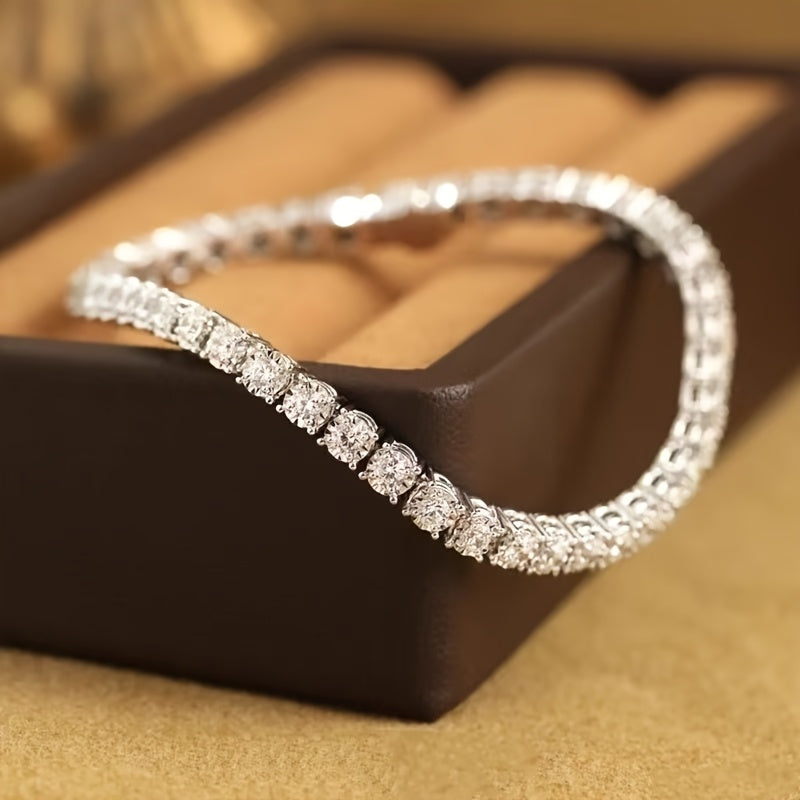 Bracelet tennis en moissanite pour femme en argent sterling 925 – Bracelet à pierre de naissance taille facettée brillant fait main, 7"/8"/9", sac cadeau de luxe inclus