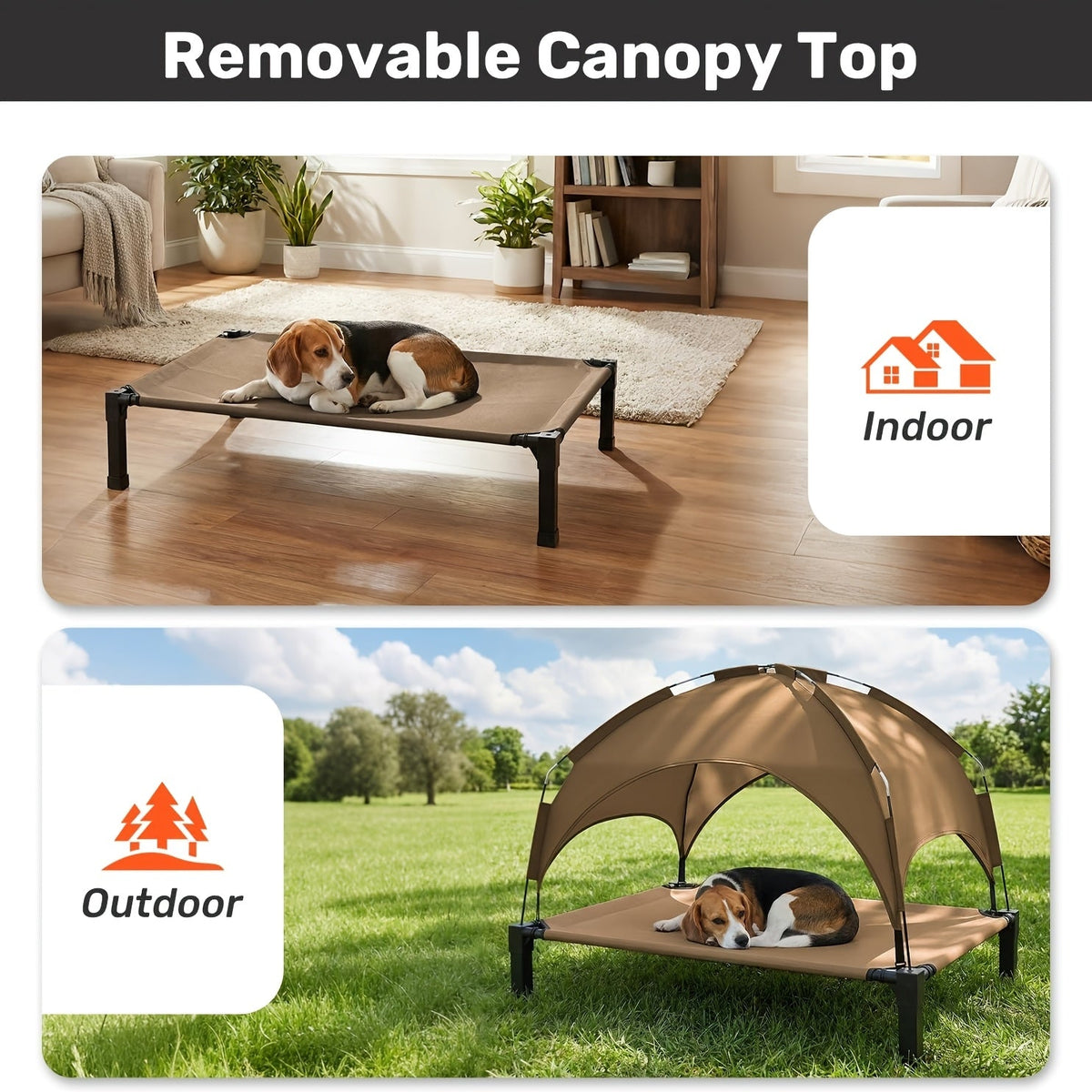 Elevated Dog Bed with Removable Canopy Shade Tent β Portable Raised Outdoor Cooling Pet Cot for Dogs & Cats, Breathable Mesh, Lightweight Foldable Design for Camping, Yard & Patio