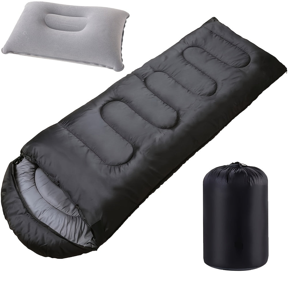 Sac de couchage 3 saisons avec oreiller et sac de compression – Système de couchage léger pour adultes, randonnée, sac à dos, aventures en plein air, voyage et utilisation d'urgence, 4 couleurs