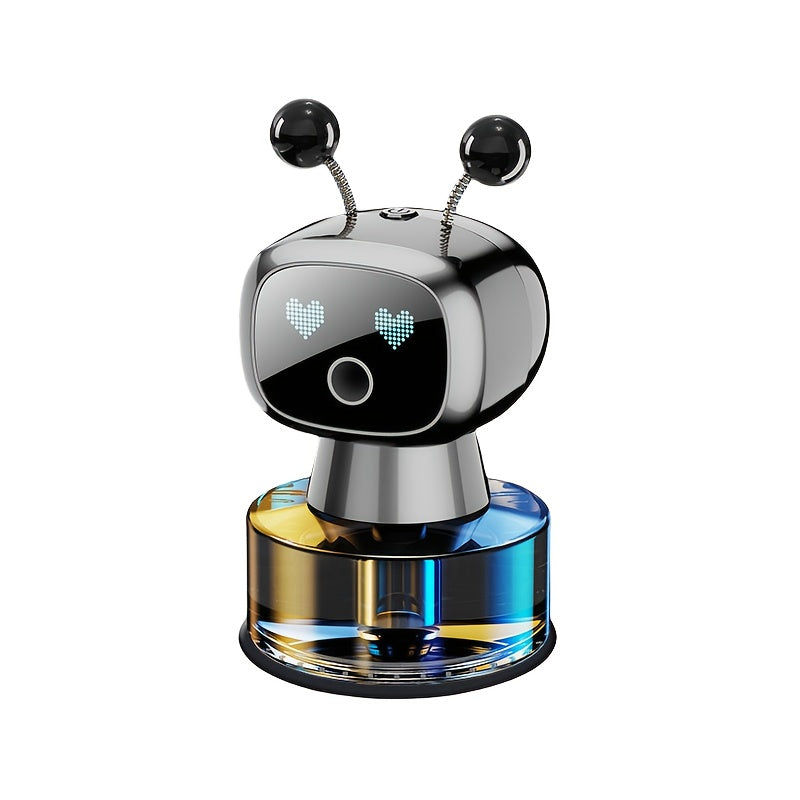 Désodorisant pour voiture robot intelligent, rechargeable par USB, pulvérisation automatique, écran d'expression IA, diffuseur de parfum automatique réglable sur 4 niveaux, décoration de voiture, cadeau