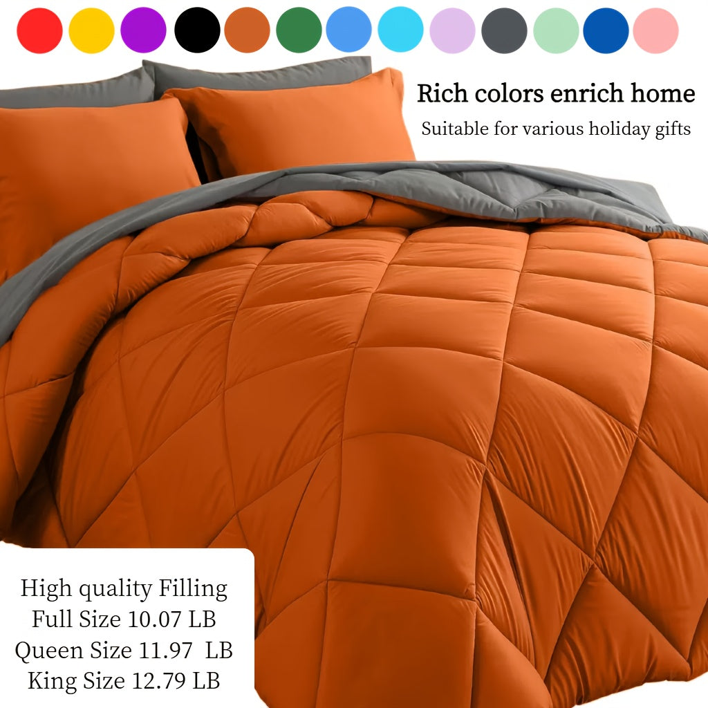 Ensemble de literie 7 pièces pour lit Queen/King – Parure de lit en microfibre douce à plis pincés, comprenant une couette, un drap-housse, un drap plat et 4 taies d'oreiller, ensemble de literie toutes saisons pour la maison et le dortoir