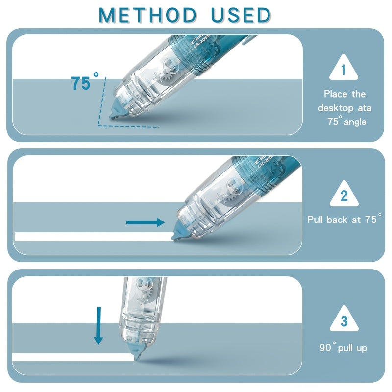 Ruban correcteur rétractable avec recharges – Correction d'erreurs instantanée et propre pour l'école, le bureau et la maison, 1 unité + 2 recharges ou lot de 4 + 8 recharges, ruban correcteur sec et lisse pour la rentrée scolaire