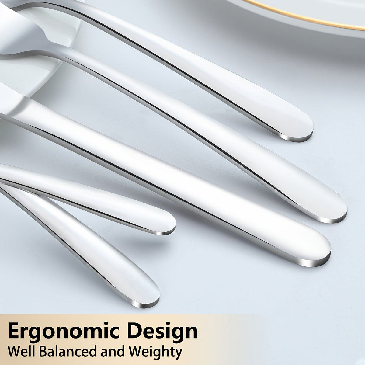 Ensemble de couverts en acier inoxydable 60/90 pièces – Argenterie pour 12 à 18 personnes avec coffret cadeau, couteaux à steak, fourchettes à salade, cuillères à dessert, lavable au lave-vaisselle, pour la maison, mariage, camping, fête, Halloween