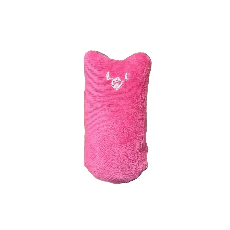 Jouet coussin en peluche couineur pour chat - Jouet kicker rembourré au design interactif avec couineur pour chats et chatons, pour jeu en solo et anti-ennui, sans pile, 6 couleurs : vert, jaune, rose, bleu, café