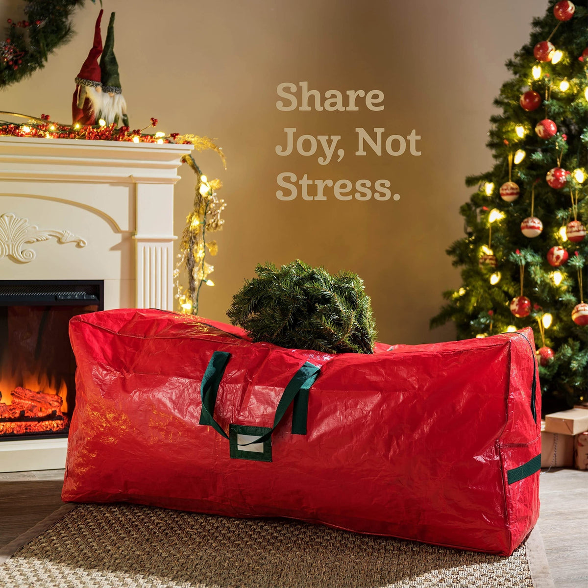 Sac de rangement pour sapin de Noël de 2,30 m – Sac de rangement extra large et robuste pour sapin de Noël avec doubles fermetures éclair, poignées renforcées et large ouverture pour un rangement facile, rouge