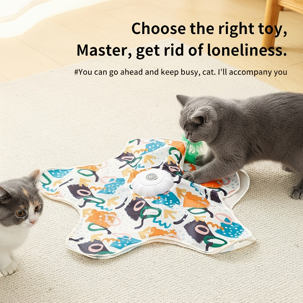 Jouet électrique pour chat à plateau tournant avec papillon en mouvement – Jeu interactif intelligent avec démarrage/arrêt automatique pour soulager l'ennui des chats d'intérieur, exercice stimulant, cadeau de Noël idéal pour les amoureux des chats