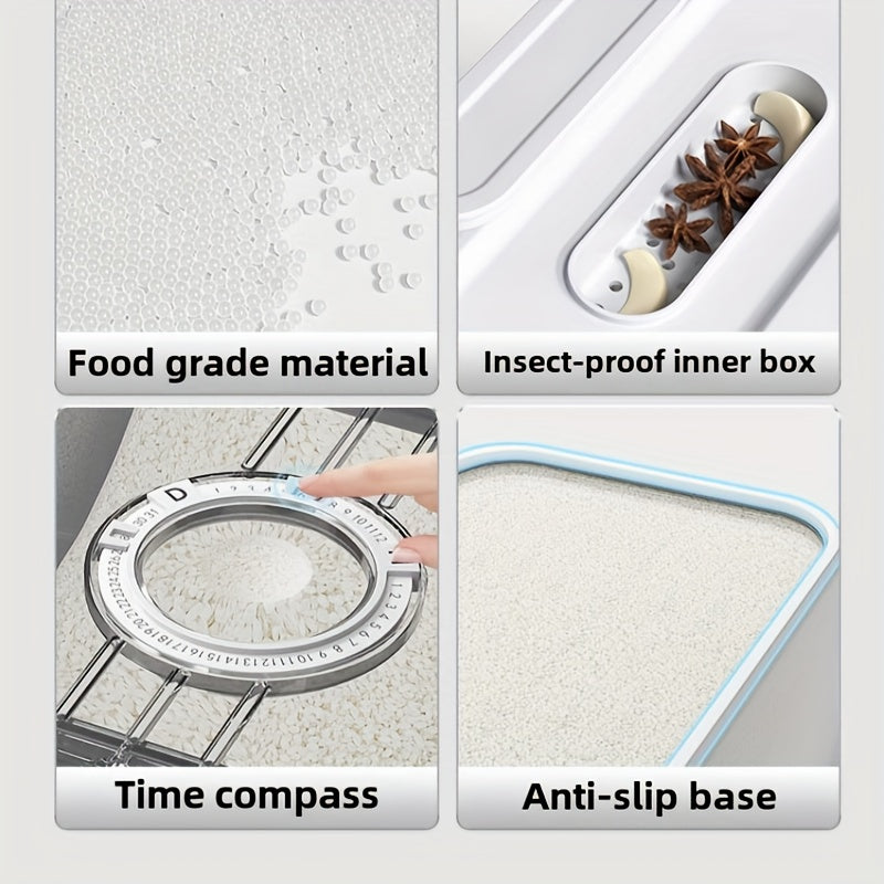 Ensemble de récipients hermétiques pour aliments avec couvercle à rabat – Boîtes à riz carrées en PET de 10,8 L et 7,8 L, distributeur de céréales anti-insectes et anti-humidité pour l'organisation du garde-manger – Réutilisables et sans BPA