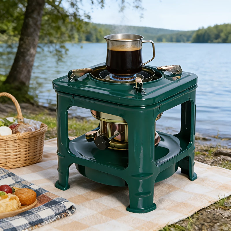 Réchaud de camping portable au kérosène avec brûleur intégré, radiateur et cuiseur à pétrole léger pour l'extérieur avec réglage de flamme pour le camping, les pique-niques et les barbecues