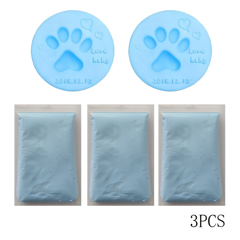 Kit de souvenir avec empreinte de patte d'animal, lot de 3 - Argile souple pour empreintes de pattes de chien et chat, cadeau commémoratif pour perte d'animal, 66g par sachet