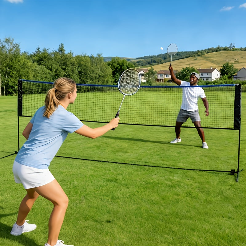 Ensemble de filet de badminton et volley-ball portable, hauteur et tension réglables, résistant aux intempéries avec sac de transport - Qualité professionnelle pour jardin, piscine, jeux sur terrain intérieur et extérieur