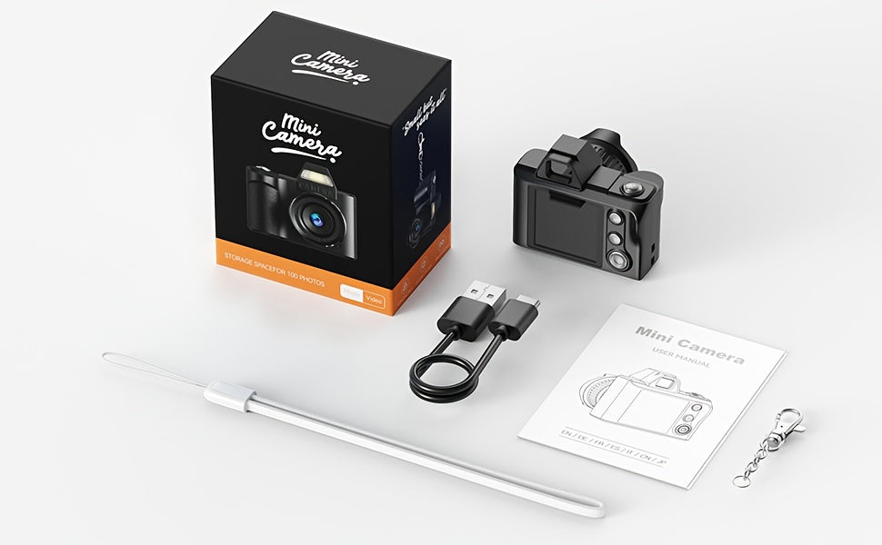 Mini caméra porte-clés 1080P HD 2MP avec carte mémoire 64 Go – Caméscope compact et portable de la taille d'un pouce, micro caméra de poche, cadeau idéal pour petite amie, petit ami, voyageurs et enfants