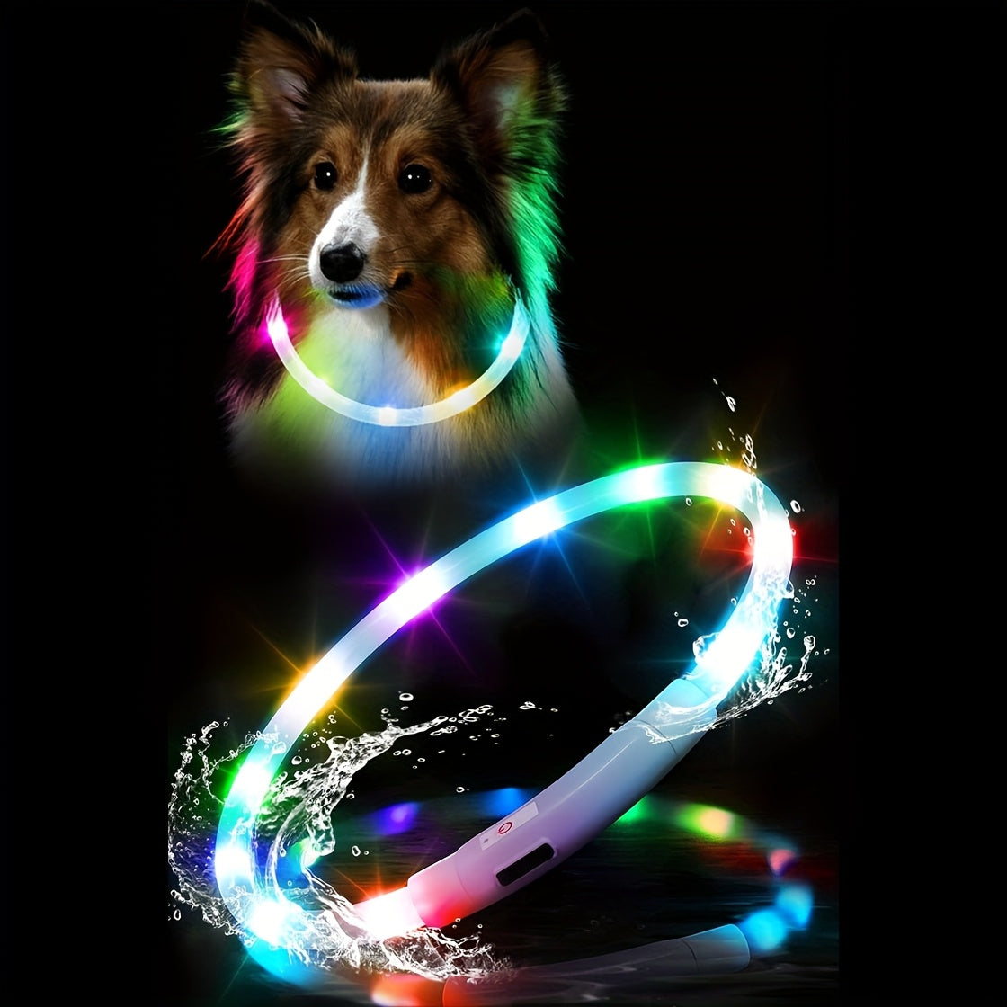 Collier pour chien à LED rechargeable par USB – Collier de sécurité lumineux à 360° avec 3 modes, réglable et découpable en TPU pour chiens de petite, moyenne et grande taille, idéal pour les promenades nocturnes, la course et la chasse
