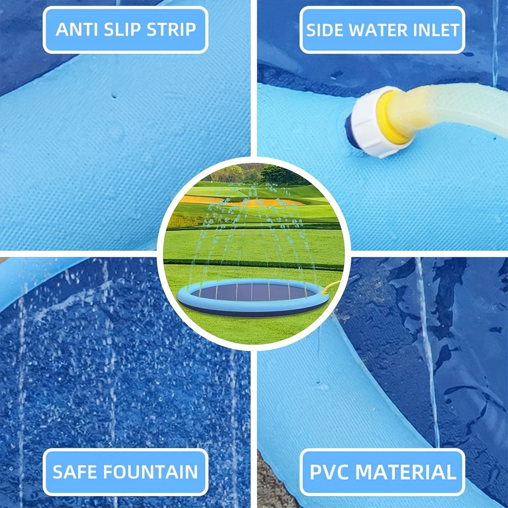 Tapis de douche et pataugeoire portable pour chiens – Piscine pour animaux pliable, ultra-épaisse (0,6 mm) et antidérapante, tapis de jeu aquatique rafraîchissant avec arroseur pour petits chiens, chiots et chats