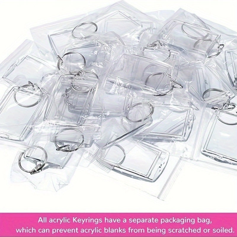 150 porte-clés cadres photo en acrylique avec pompons colorés – Lot de porte-clés photo transparents à clipser pour loisirs créatifs, porte-clés personnalisés en gros, cadeaux d'invités et souvenirs