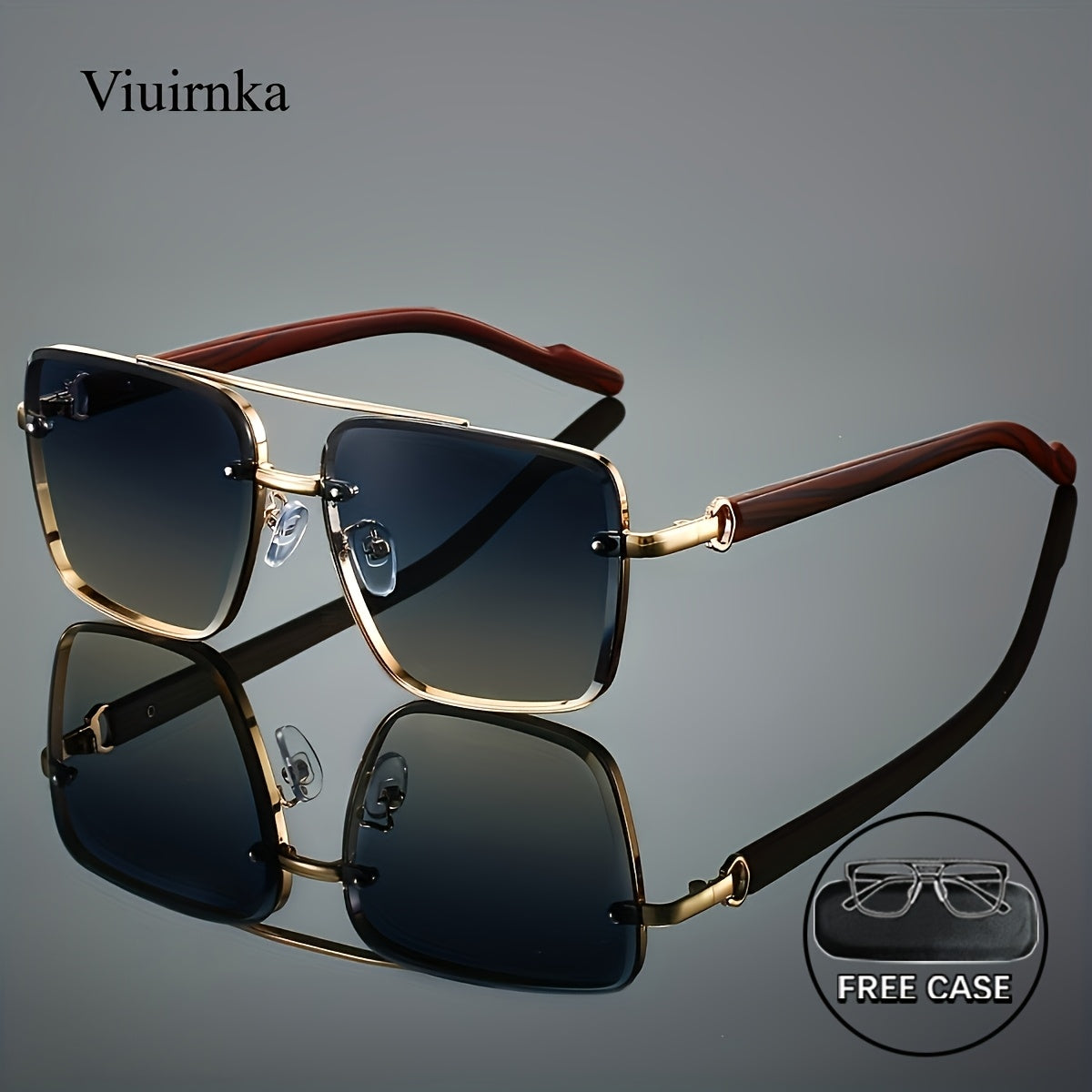 Lunettes de soleil rétro carrées effet bois pour hommes et femmes – Verres dégradés AC anti-UV400, monture légère en polycarbonate, 7 coloris au choix, lunettes de style urbain vintage pour la conduite, les voyages et le quotidien