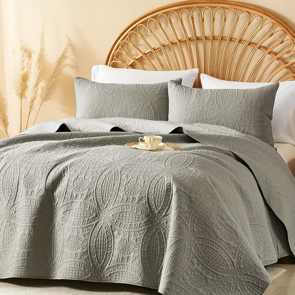 Ensemble de courtepointe d'été rafraîchissante 2-3 pièces, couvre-lit en microfibre légère et respirante – Couvre-lit au motif de pièces moderne, format simple, grand ou très grand, toutes saisons, choix de couleurs, cadeau de vacances pour la famille