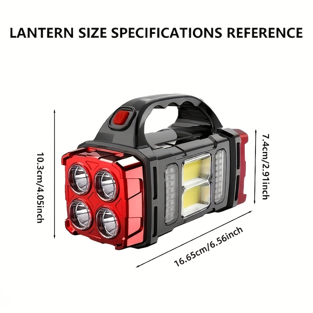 Lot de 2 lampes torche solaires à LED – Projecteur portatif rechargeable haute luminosité avec chargement USB et Type-C, lampe de recherche étanche pour le camping, la randonnée, la chasse, les urgences et l'usage quotidien