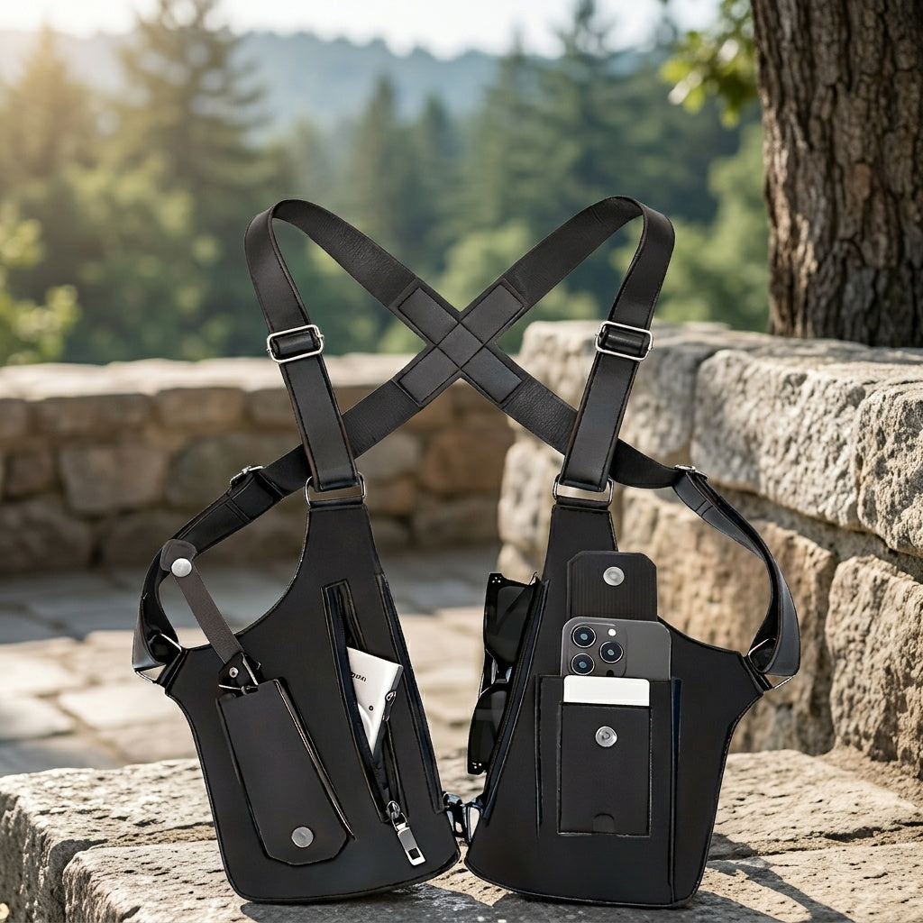 Sac de poitrine vintage pour homme - Sac à dos gilet léger pour l'extérieur avec support de téléphone mains libres pour le cyclisme, la randonnée, la course à pied et le fitness, cadeau pour petit ami, mari, papa