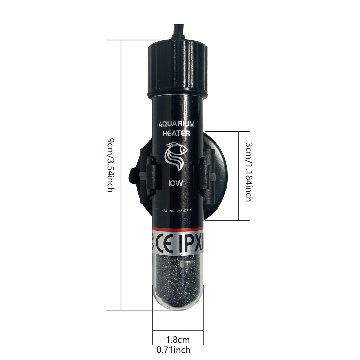 Chauffage d'aquarium submersible USB 10W avec lumière LED – Mini chauffage compact pour aquarium d'eau douce, d'eau de mer et plantes aquatiques, chauffage sûr et durable au design moderne pour petits aquariums