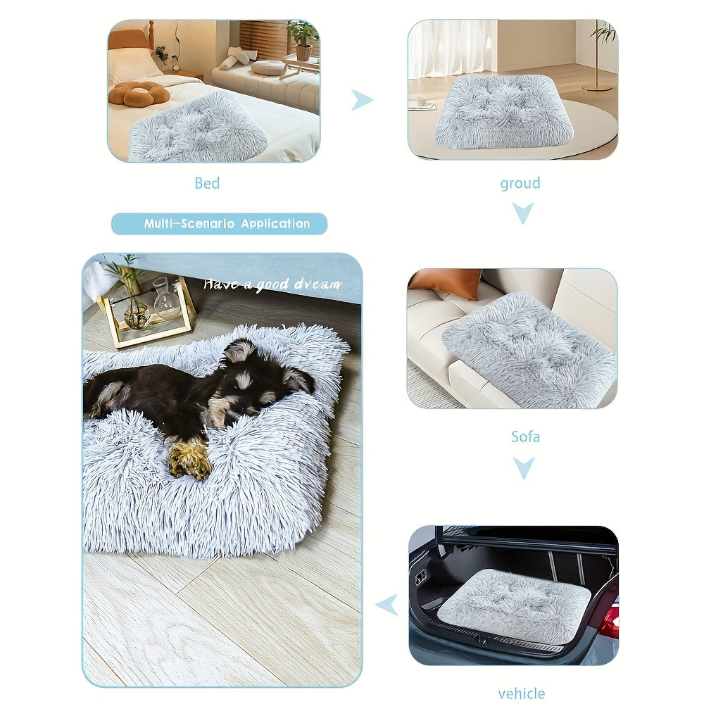 Panier pour chien et chat en peluche surdimensionné, tapis épais, chaud et lavable, lit pour animaux en polyester avec housse amovible, toutes races et tailles, mobilier pour animaux confortable et durable, gris clair, S, L, XL