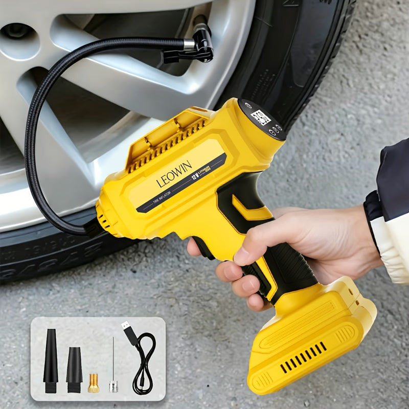Compresseur d'air portable pour pneus – Pompe à air sans fil 150 PSI avec arrêt automatique, manomètre numérique et lampe LED pour voitures, motos, vélos et ballons, rechargeable