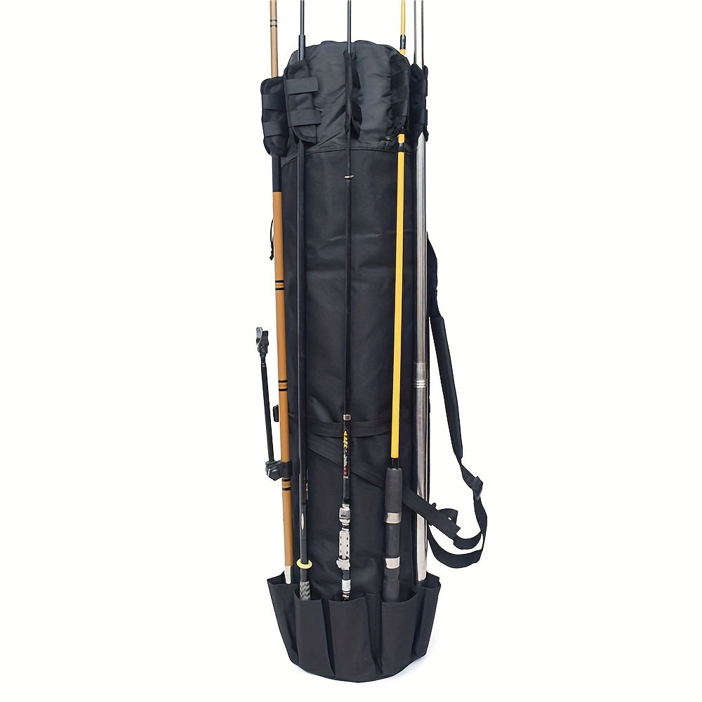 Sac de pêche grande capacité, pliable et durable, étui de transport multifonction pour cannes à pêche avec deux plombs, pouvant contenir plusieurs cannes, organisateur de matériel pour pêche en eau douce et en mer