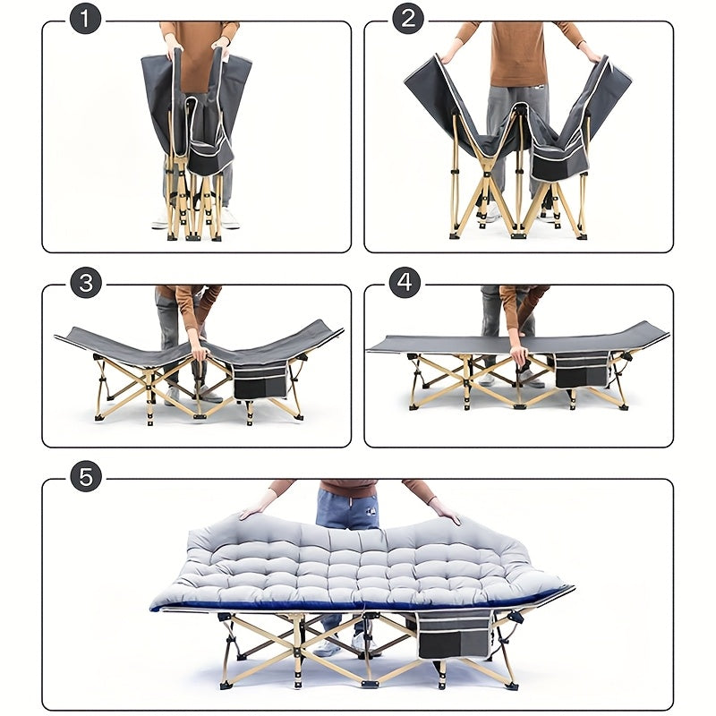 Lit de camp robuste de 190 cm – Lit pliant extra large avec matelas rabattable en option et sac de transport, capacité de 204/227/272 kg, lit d'appoint pliable et portable pour le camping en plein air pour adultes