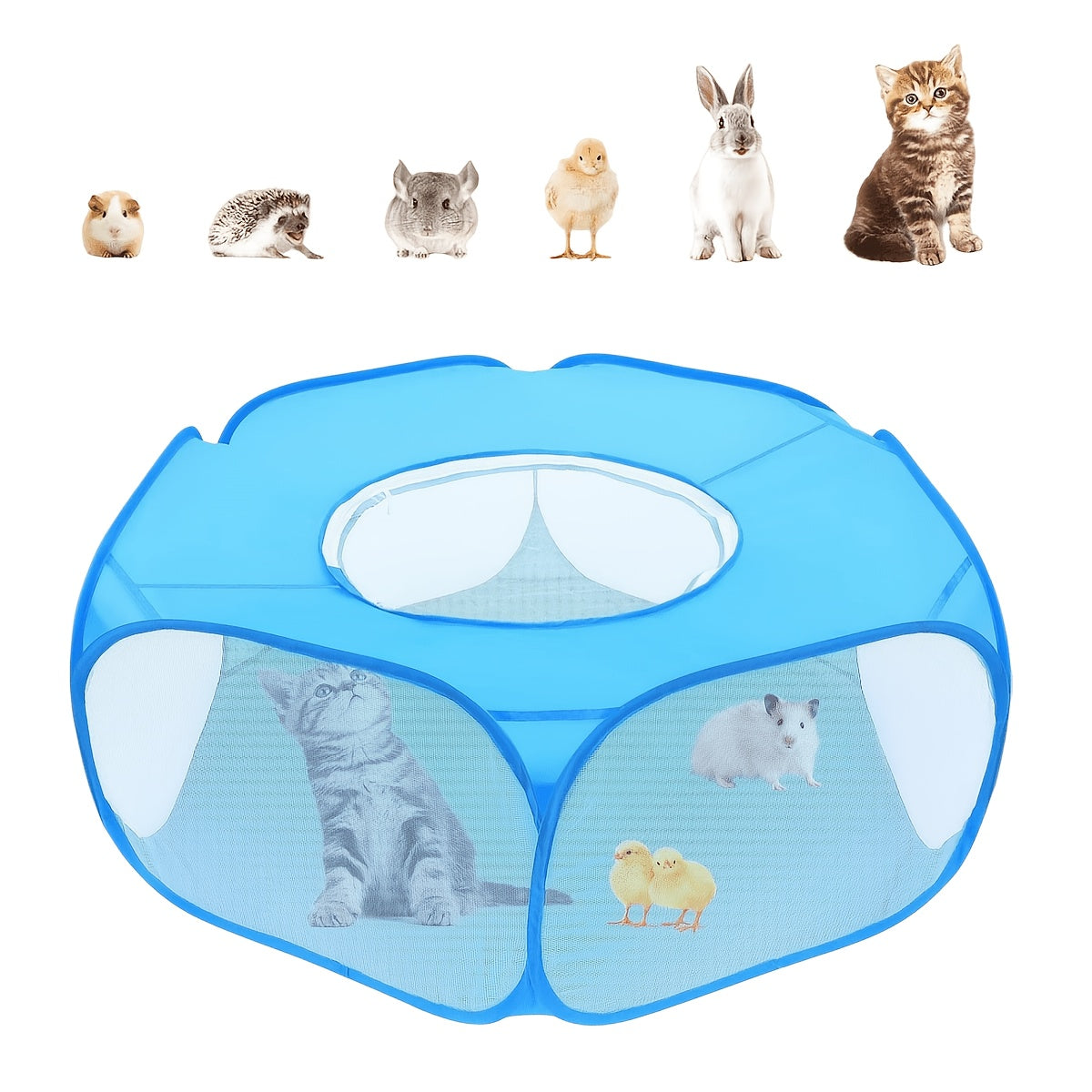 Tente-parc de jeu portable et pliable pour petits animaux avec toit, enclos respirant pour intérieur et extérieur, idéal pour cochons d'Inde, lapins, hamsters, hérissons, chats et chiots, clôture légère et rétractable