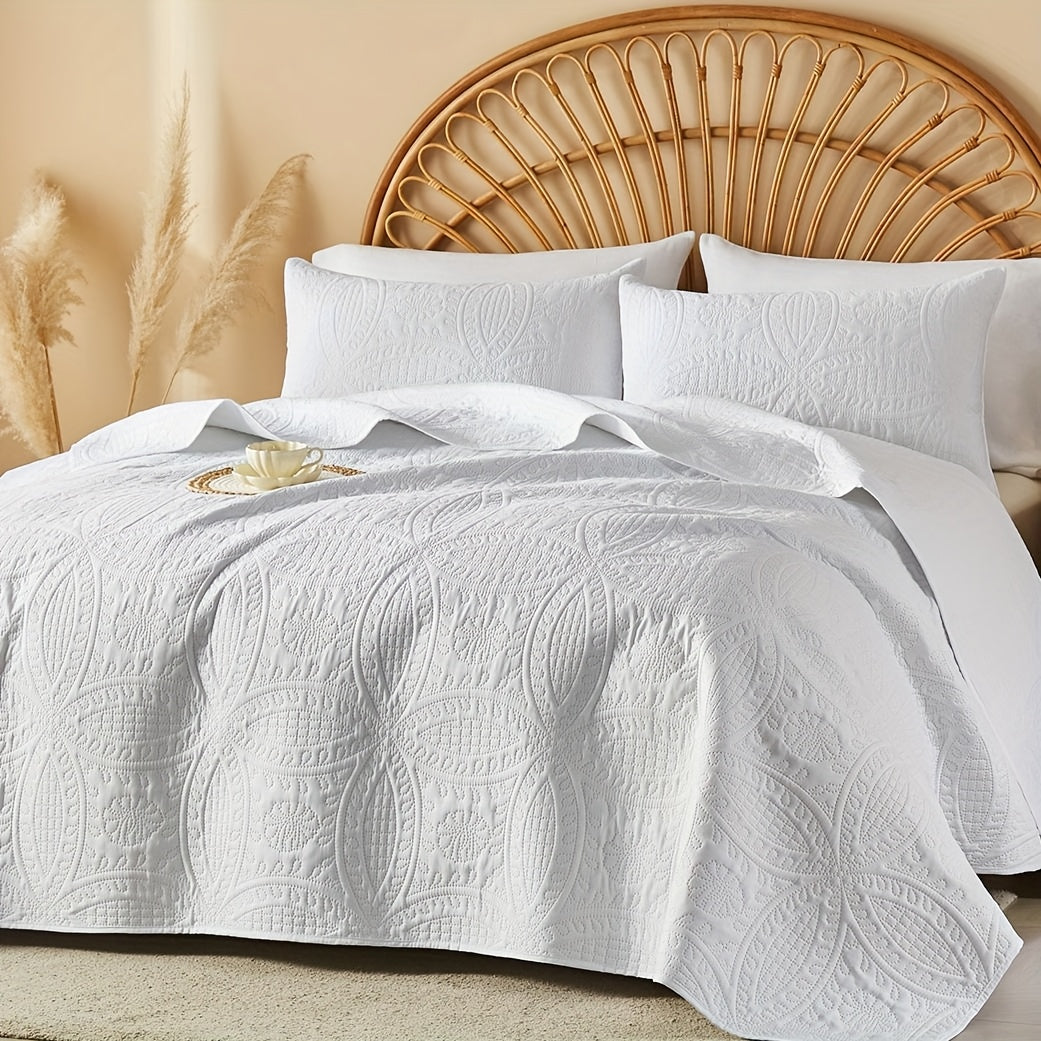 Ensemble de courtepointe d'été rafraîchissante 2-3 pièces, couvre-lit en microfibre légère et respirante – Couvre-lit au motif de pièces moderne, format simple, grand ou très grand, toutes saisons, choix de couleurs, cadeau de vacances pour la famille