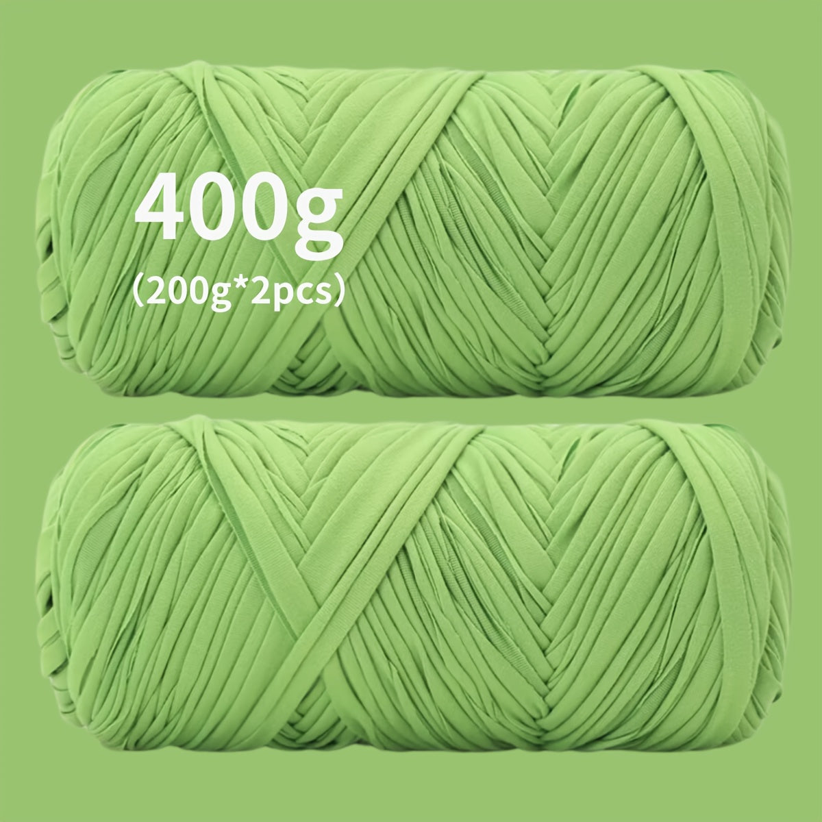 Fil de coton pour t-shirt 400 g (2 x 200 g) mélange de coton épais en 49 couleurs – Fil épais et doux pour paniers au crochet, sacs, tapis, projets de macramé et tricot – Fil de loisirs créatifs idéal pour les débutants