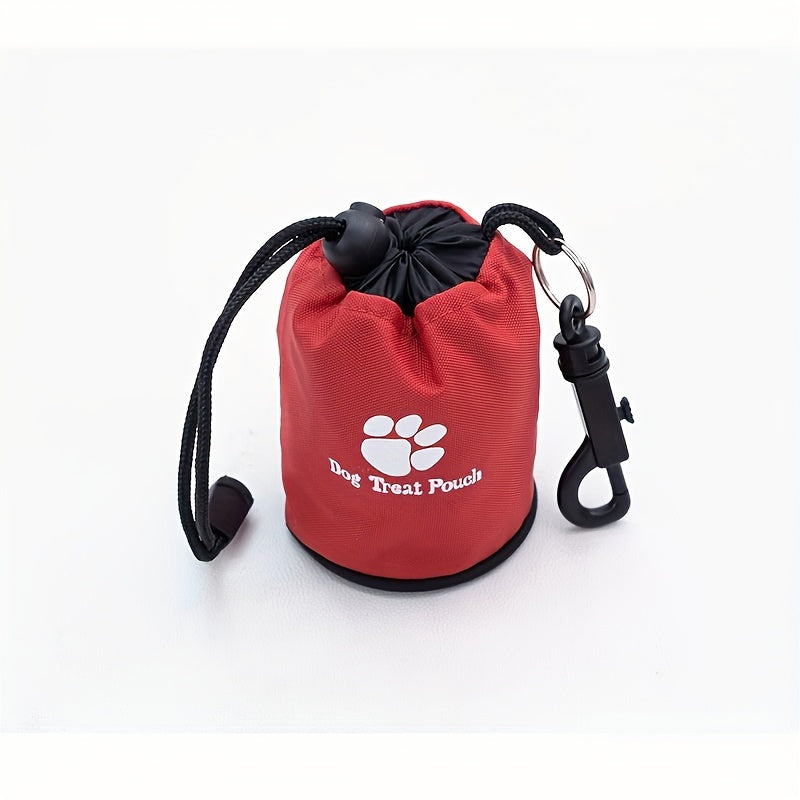 Pochette à friandises pour chien avec clip de ceinture et attache pour harnais - Sac de dressage à cordon et fermeture éclair avec motifs de pattes pour promenades, accessoire portable pour animaux, Noir Bleu Rouge Vert