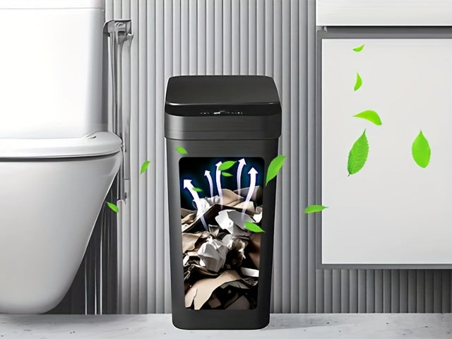 Lot de 2 poubelles automatiques sans contact – Poubelle à détecteur de mouvement avec couvercle, 10,5 litres, poubelle intelligente et fine pour salle de bain, chambre, bureau et salon