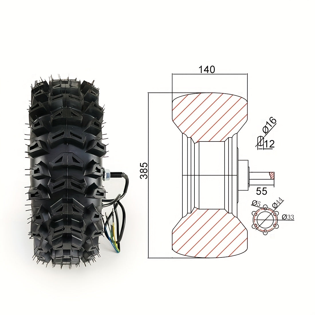 Kit de conversion de kart électrique 4 roues motrices – 4 moteurs-roues brushless de 15" et 500 W avec télécommande, compatible 24V/36V/48V, adapté aux karts et trottinettes