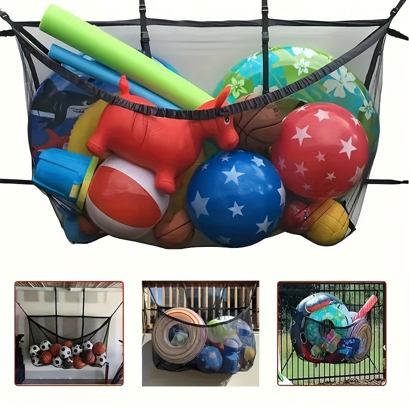 Grand sac de rangement pour piscine en filet avec cordon de serrage, 152 cm – Organisateur en filet robuste pour flotteurs gonflables, bouées, jouets de plage et accessoires de piscine, sac de transport imperméable et respirant