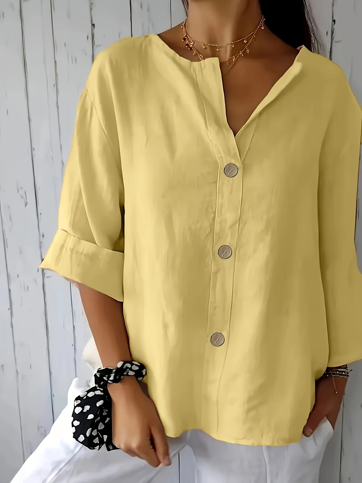 Chemisier décontracté ample pour femme - Haut coupe décontractée pour les vacances avec détails boutonnés décoratifs, tissu léger et respirant pour les voyages d'été, la plage et le quotidien | Plusieurs couleurs S-XXL