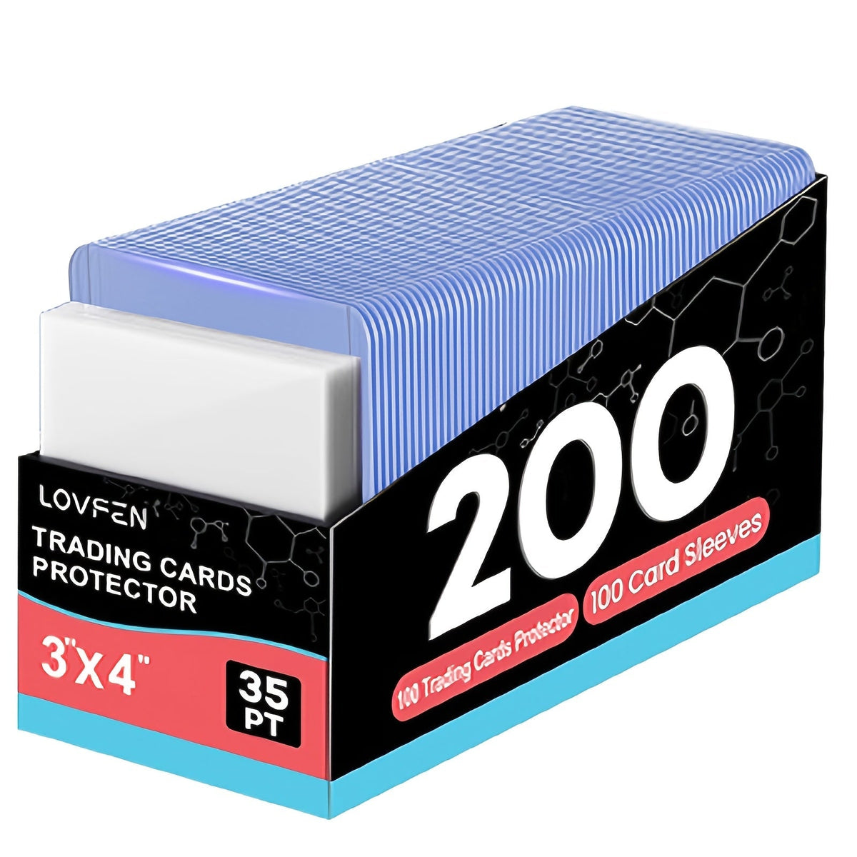 Lot de 200 protecteurs rigides pour cartes à collectionner, 3x4 pouces, avec pochettes souples, pour cartes de sport (baseball, football, basket-ball), cartes à jouer (TCG, Pokémon) et cadeaux de collection