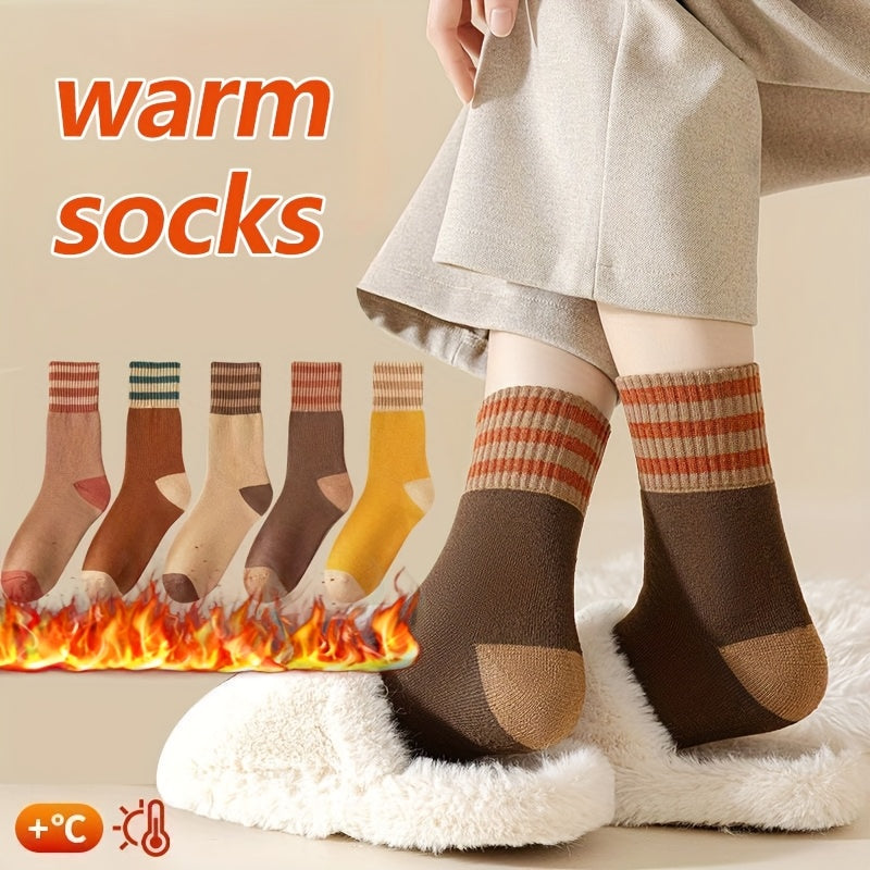 20 paires de chaussettes d'hiver mi-mollet, épaisses, en peluche, chaudes, rayées, bouclées pour femmes et hommes, chaussettes de sol confortables à gousset élastique pour le ski, le snowboard, le temps froid et les sports de plein air