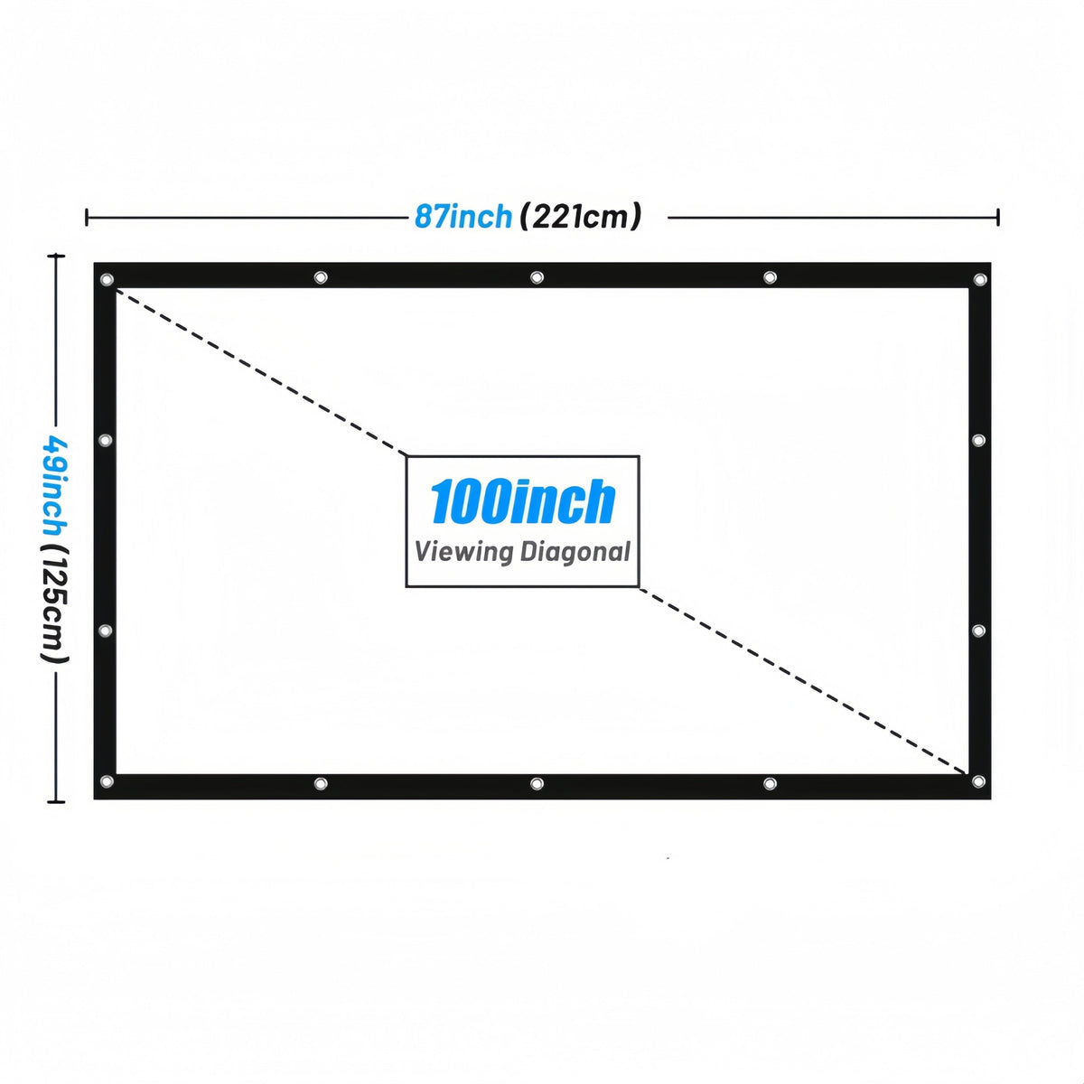 Écran de projection portable 100 pouces 4K HD 16:9 – Écran de cinéma pliable anti-plis pour intérieur et extérieur, angle de vision large 160° à projection double face pour home cinéma, camping, fêtes et présentations