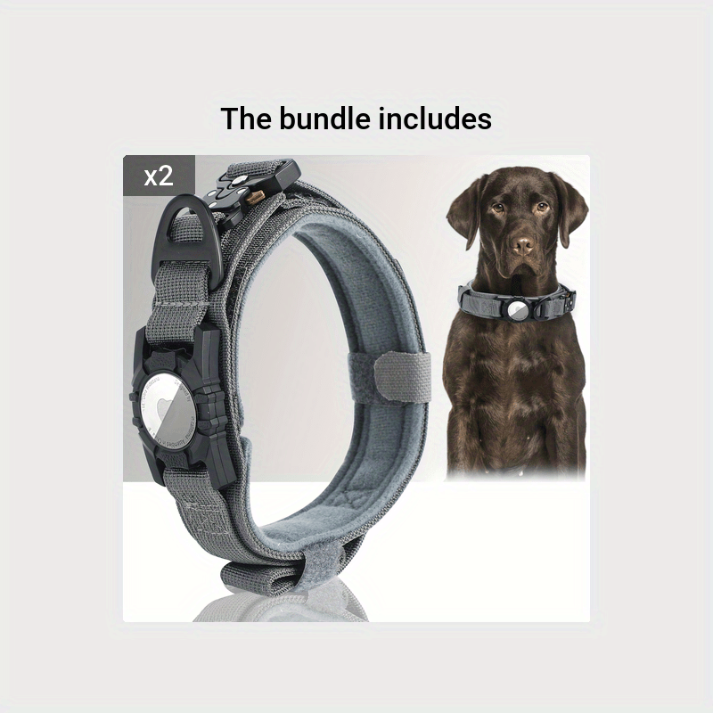 Collier tactique pour chien avec support GPS - Collier robuste en nylon de style militaire pour toutes les races, collier de dressage ajustable et sécurisé, 5 couleurs et 4 tailles (M/L/XL) pour chiens de grande et moyenne taille