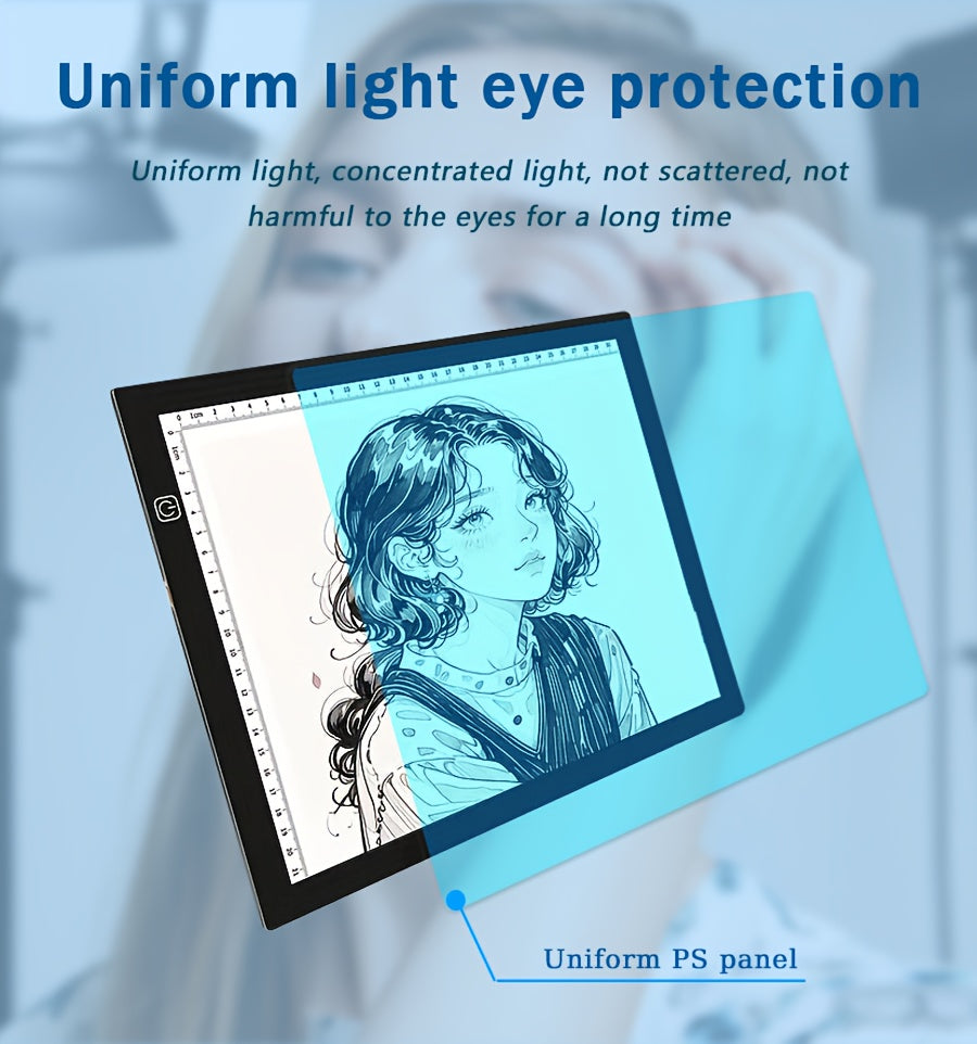 Tablette lumineuse LED pour dessin A2 A3 A4, table à copier ultra-fine à double barre lumineuse avec variateur 3 niveaux et surface sans grille protectrice des yeux pour diamond painting, croquis et dessin