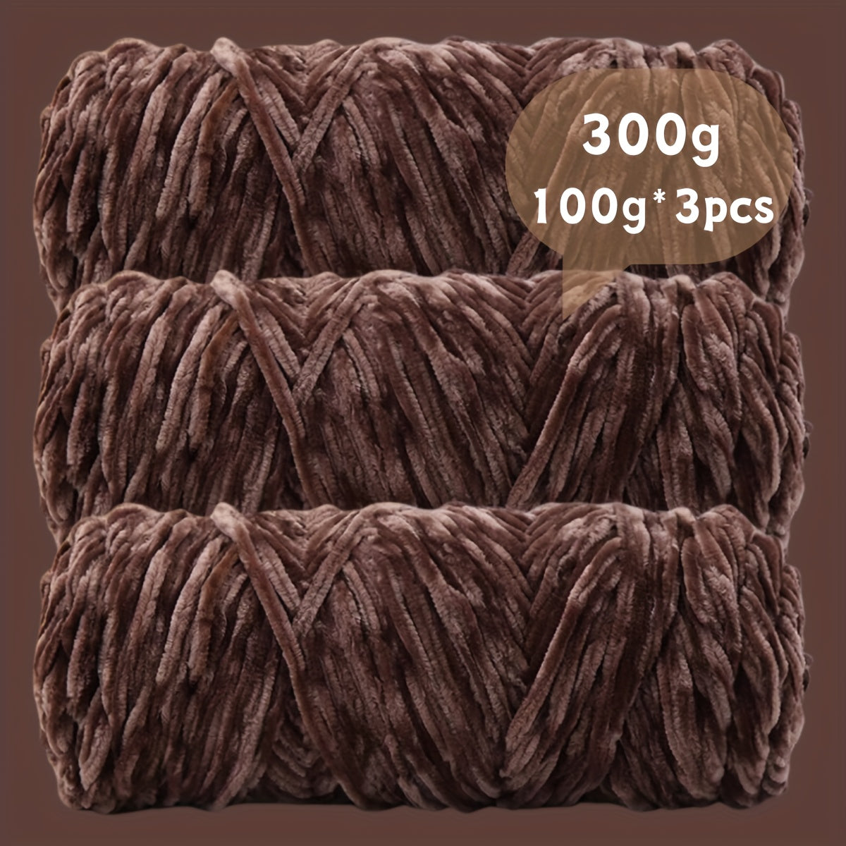 Fil chenille velours, lot de 3 pelotes de 300 g (3 x 100 g), laine douce et épaisse pour tricot et crochet, 47 couleurs, idéal pour débutants, artisanat de luxe pour pulls, écharpes, bonnets, poupées, sacs, amigurumi et projets DIY