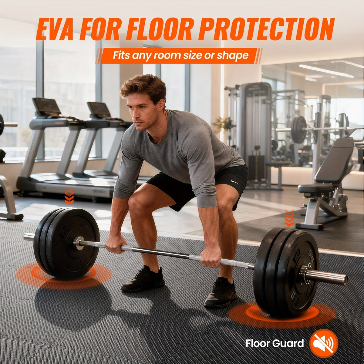 Tapis de sol emboîtables pour salle de sport, 36/48 pièces, dalles puzzle en mousse EVA, 30 x 30 cm, tapis d'exercice antidérapant pour salle de sport à domicile, garage, salle de jeux, fitness – Inclut des bordures, motif café et feuilles
