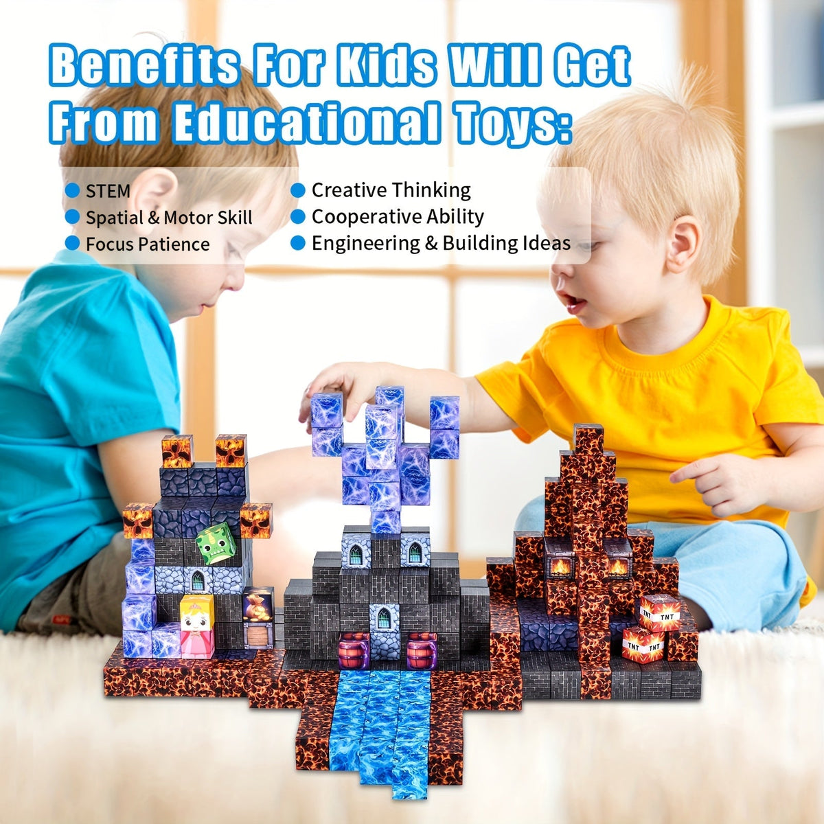 100 pièces Blocs de construction magnétiques, ensemble de jouets de construction STEM Garde mécanique pour enfants, kit de construction magnétique créatif, cadeau d'anniversaire, de Noël ou de Pâques pour garçons et filles de 6 ans et plus