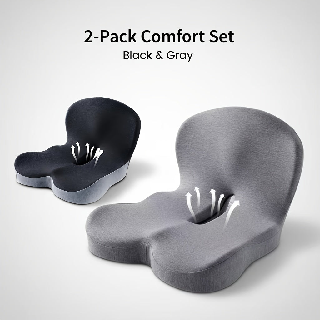 Coussin de siège ergonomique en mousse à mémoire de forme avec soutien lombaire – Coussin antidérapant pour chaise de bureau, fauteuil gaming et siège de voiture pour soulager les douleurs aux hanches et au coccyx, confort prolongé en position assise