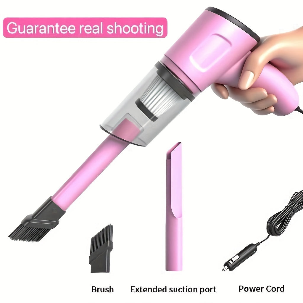 Mini aspirateur de voiture portable rose, forte aspiration, nettoyage humide et sec pour poils d'animaux, multifonctionnel, sans fil, design mignon pour femmes et filles