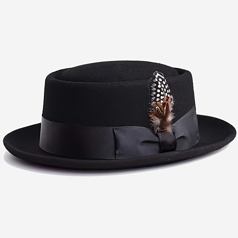Chapeau pork pie ajustable en laine de qualité supérieure pour hommes et femmes – Style fedora unisexe léger, 5 coloris, idéal pour les fêtes, mariages, festivals, cadeaux de Noël et de Saint-Valentin
