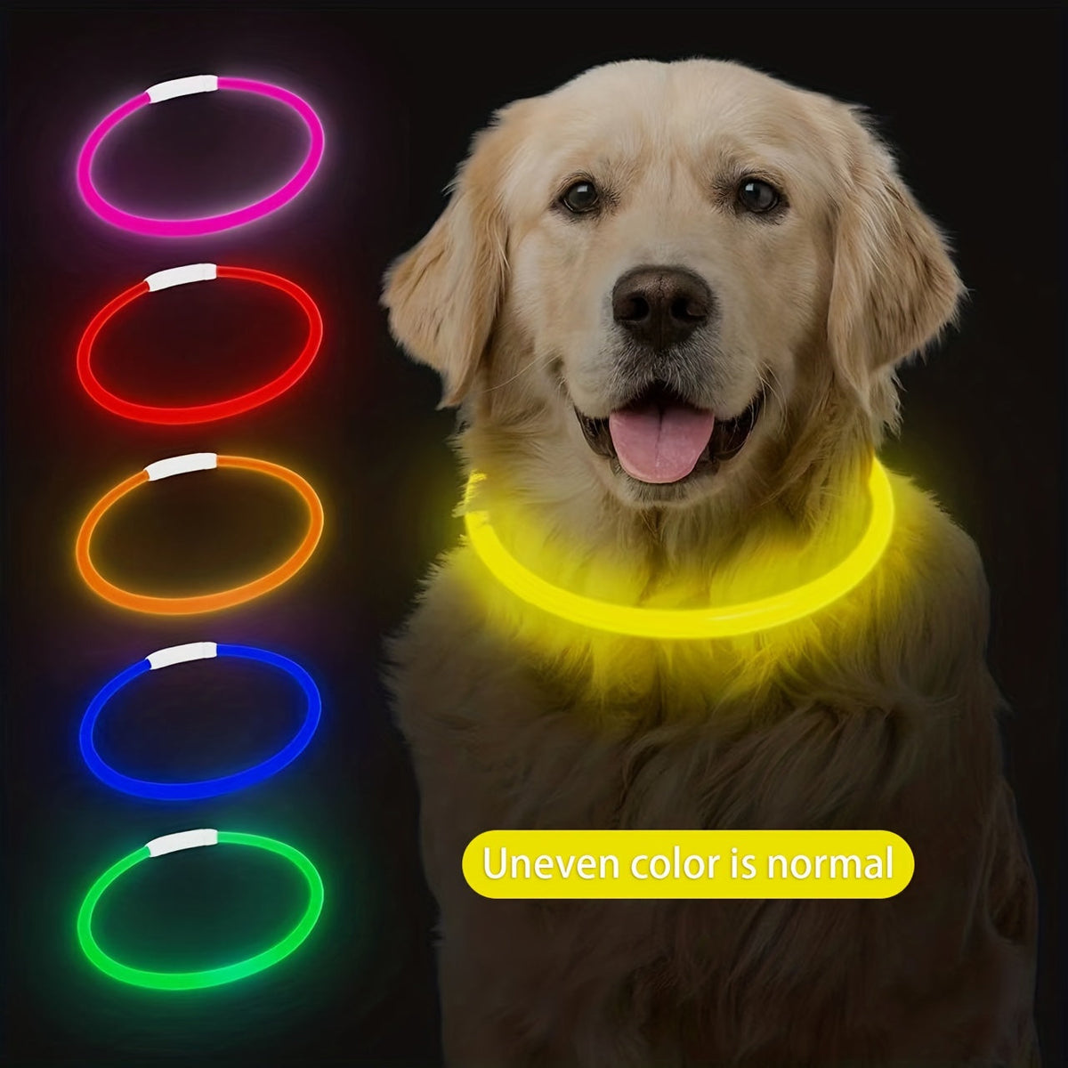 Collier pour chien à LED rechargeable par USB, collier lumineux pour la sécurité nocturne, adapté aux chiens de petite, moyenne et grande taille – Collier pour animal de compagnie étanche en PVC, phosphorescent avec chargement USB