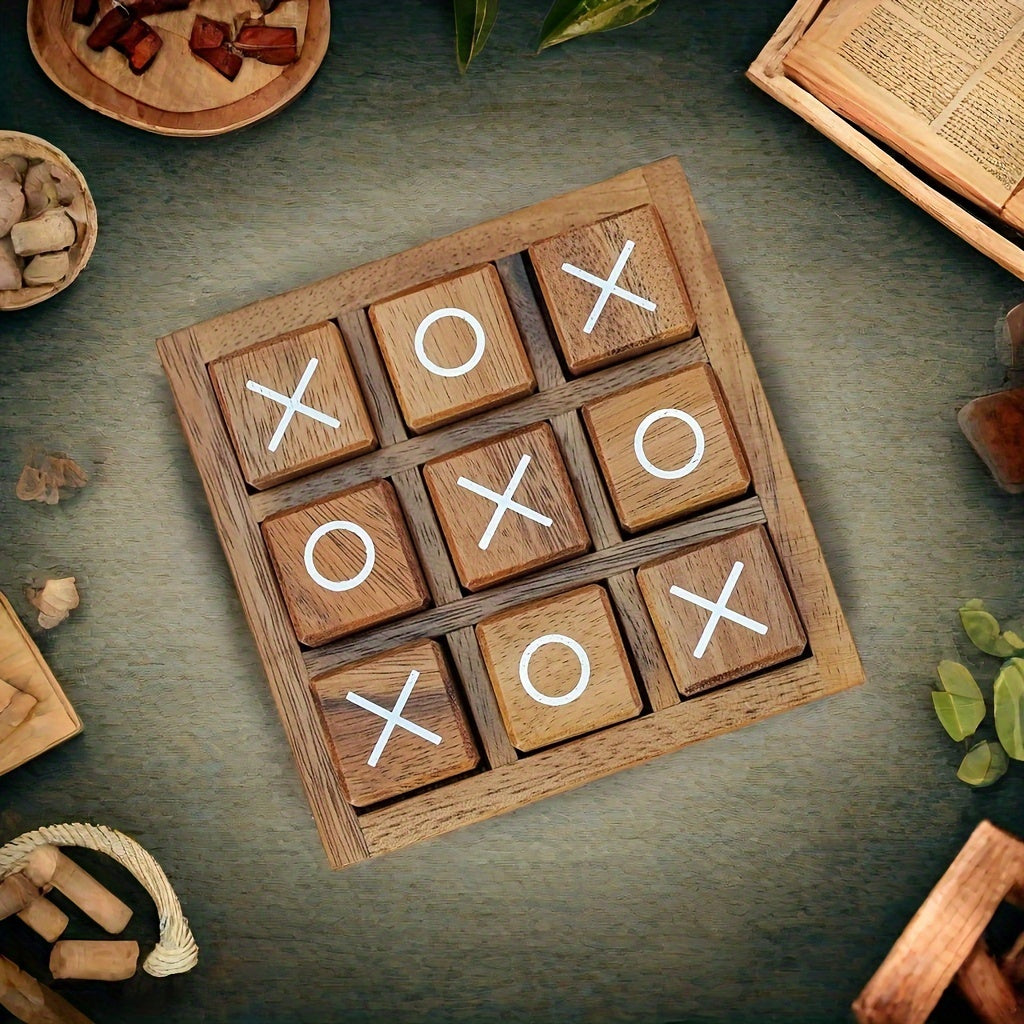 Lot de 2 jeux de morpion en bois – Jeu de stratégie classique X et O pour enfants et famille, jeu de table éducatif interactif parent-enfant, cadeau amusant pour les soirées jeux, Noël et les anniversaires