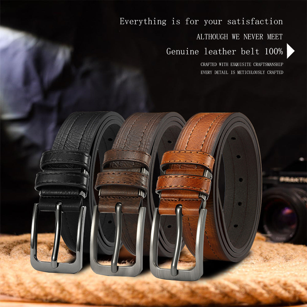 Coffret cadeau de 3 ceintures en cuir pour homme, 3,2 cm, ajustables, style classique pour pantalon habillé ou jean, cadeau idéal pour Noël ou Thanksgiving